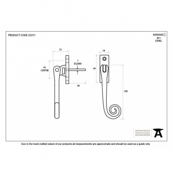 Polished Brass Slim Monkeytail Espag - RH