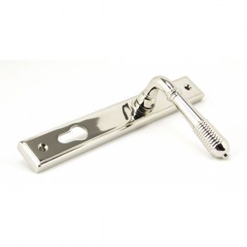 Polished Nickel Reeded Slimline Lever Espag. Lock Set