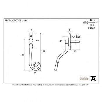 Black Large Monkeytail Espag Handle RH