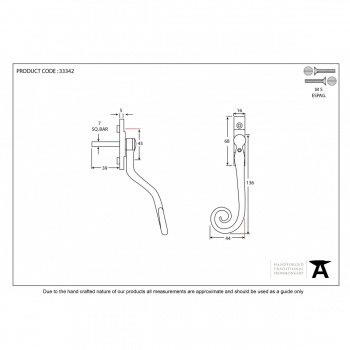 Black Large Monkeytail Espag Handle LH