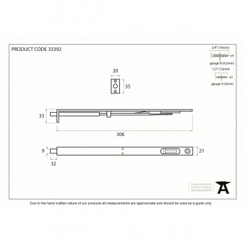 Black 12'' Flush/Slide Door Bolt