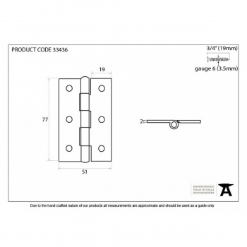 Beeswax 3'' Butt Hinge (Pair)