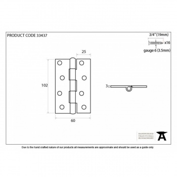 Beeswax 4'' Butt Hinge (Pair)