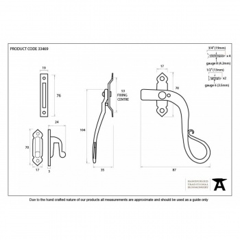 Black Locking Shepherd's Crook Fastener - RH