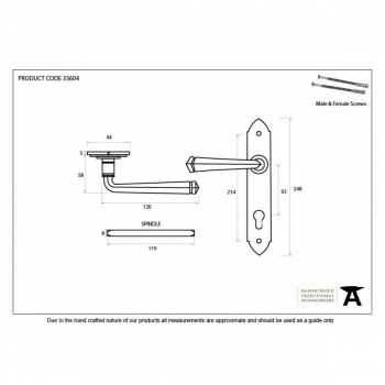 Pewter Gothic Lever Espag. Lock Set