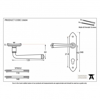 Pewter Gothic Lever Espag. Lock Set