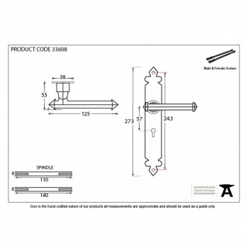 Pewter Tudor Lever Lock Set