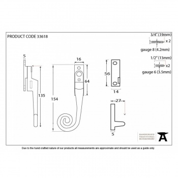 Pewter Night Vent Fastener LH - Locking