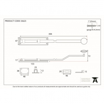 Pewter Patina 6'' French Door Bolt