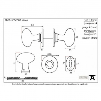 Pewter Oval Mortice/Rim Knob Set