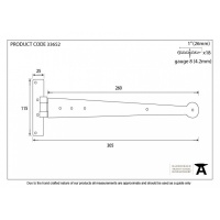 Pewter 12'' T Hinge (Pair)