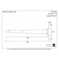 Pewter 18'' Arrow Head Hinge (Pair)