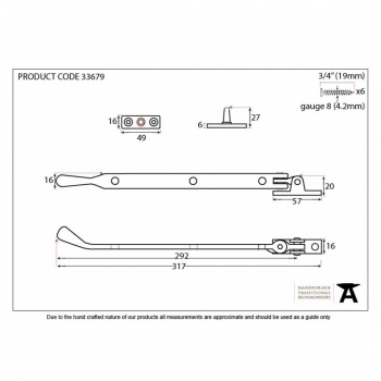 Pewter 12'' Peardrop Stay