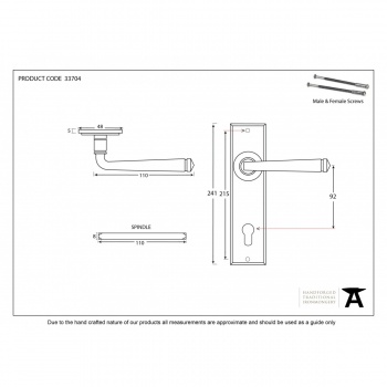 Pewter Avon Lever Espag. Lock Set