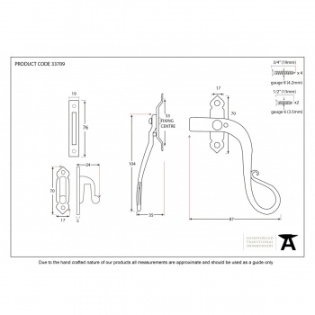 Pewter Shepherd's Crook Fastener RH - Locking