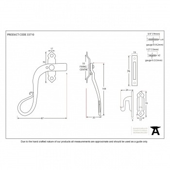 Pewter Shepherd's Crook Fastener LH - Locking