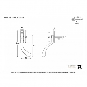 Pewter Peardrop Espag Right Hand - Small