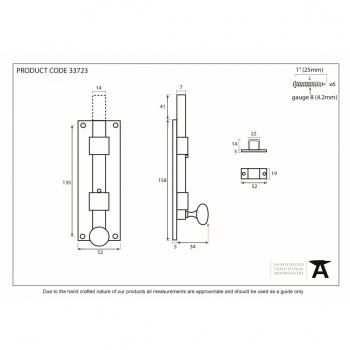 Pewter 6'' Straight Knob Bolt