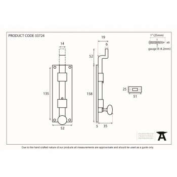 Pewter 6'' Cranked Knob Bolt