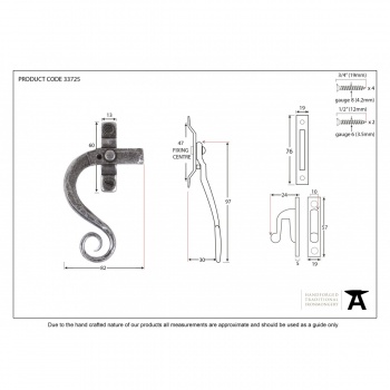 Pewter Monkeytail Fastener LH - Locking