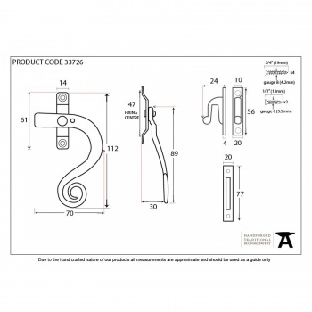 Pewter Monkeytail Fastener RH - Locking