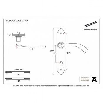 Black Gothic Curved Espag. Lock Set