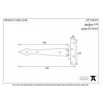 Pewter 9'' Arrow Head T Hinge (Pair)