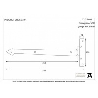 Pewter 15'' Arrow Head T Hinge (Pair)