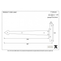 Black 15'' Arrow Head T Hinge (Pair)