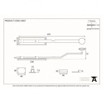 Beeswax 10'' French Door Bolt