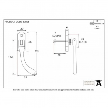 Beeswax Locking Peardrop Espag - Right Hand