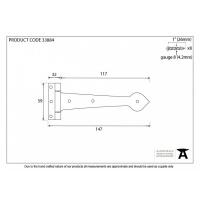 Black Antique 6'' T Hinge (Pair)