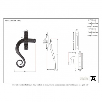 Black Locking Monkeytail Fastener - LH