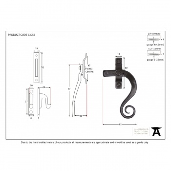 Black Locking Monkeytail Fastener - RH