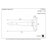 Black 12'' Arrow Head T Hinge (Pair)