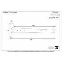 Black 12'' T Hinge (Pair)