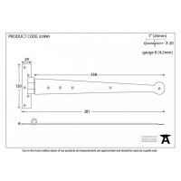 Black 15'' T Hinge (Pair)