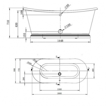 BC Designs 1800mm Acrylic Boat Bath