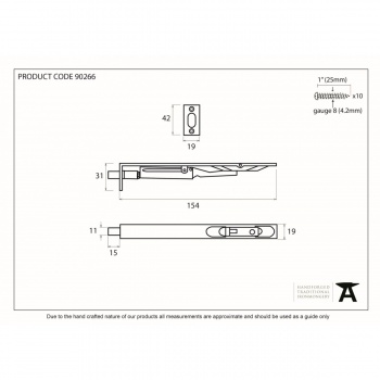 Black Pvd Stainless Steel 6'' Flush Bolt