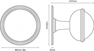 Plain Round Centre Door Knob