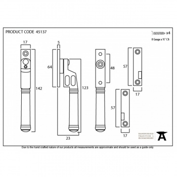 Pewter Regency N/Vent Locking Window Fastener