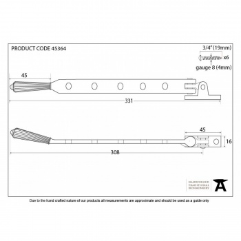 Polished Chrome 12'' Hinton Stay