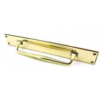 Aged Brass 425mm Art Deco Pull Handle On Backplate