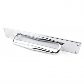 Polished Chrome 425mm Art Deco Pull Handle On Backplate