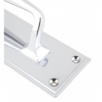 Polished Chrome 425mm Art Deco Pull Handle On Backplate