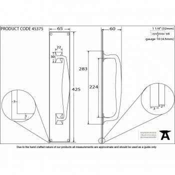 Polished Chrome 425mm Art Deco Pull Handle On Backplate