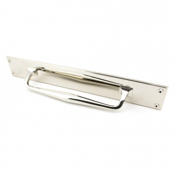 Polished Nickel 425mm Art Deco Pull Handle On Backplate