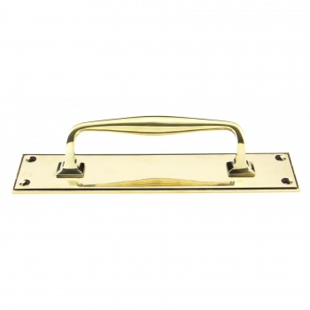 Aged Brass 300mm Art Deco Pull Handle On Backplate