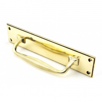 Aged Brass 300mm Art Deco Pull Handle On Backplate