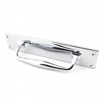 Polished Chrome 300mm Art Deco Pull Handle On Backplate